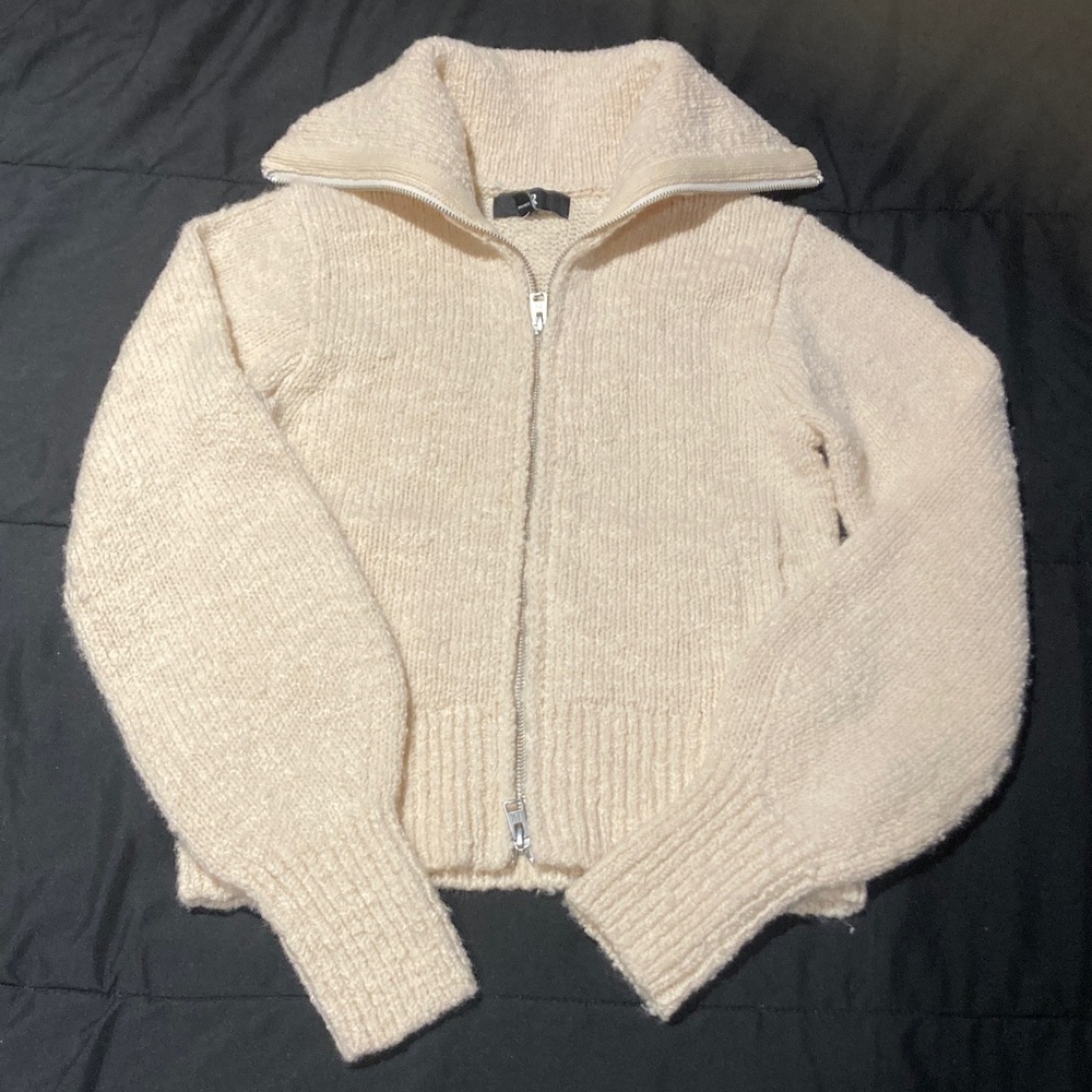Banana Republic Off-White Zip-Up Sweater